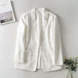 BLSQR Women Floral Print Suit Blazers Jacket Autumn Female Jacke Elegant Chic White Blazer Femme 210430