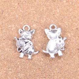 48pcs Antique Silver Bronze Plated cat yarn ball Charms Pendant DIY Necklace Bracelet Bangle Findings 25*15mm