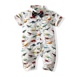 Children's Rompers Wholesale In Europe And America Summer Beach Fashion Baby's Short Sleeve Printed Jacket Baby Cartoon Animal Dinosaur Design BODYSUIT