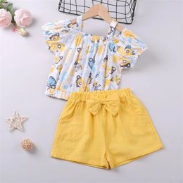 Baby Girls Children Clothes Sets Fashion Casual Cute Sleeveless Chiffon Pearl Vest + Pants Suit Clothing 210611