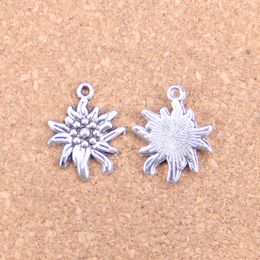 80pcs Antique Silver Bronze Plated flower Charms Pendant DIY Necklace Bracelet Bangle Findings 21*17mm