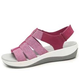 Women Sandals Solid Color Hollow Out Hook&loop Wedge Ladies Shoes 2021 New Summer Fashion Casual Comfy Female Footwear Y0721