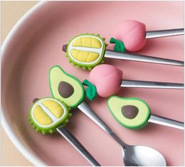 Creative stainless steel fruit fork coffee spoon Flatware Sets shape avocado