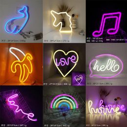 Night Lights Light Neon Sign SMD2835 Indoor HELLO HOME LOVE MUSIC Model Holiday Xmas Party Wedding Decorations Table Lamps