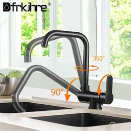 Inner Window Kitchen Faucet Rotating Folding Down Cold Water Faucet Black 304 Stainless Steel Faucet Single Handle Mixer Tap 211108