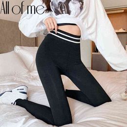 Women Cotton Warm Leggings Female Winter Sexy Woman High Waist Striped Sporting Workout Fitness Thick Pants Leggings 211117