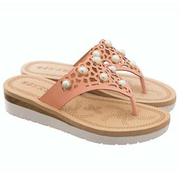 Womens sandals PU Summer Casual String Bead Fashion Outdoor Hollow Beach Pearl Buckle Sandals Shoes buty damskie xx6 210625