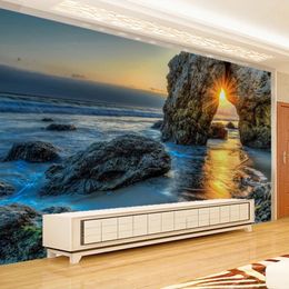 Custom 3D Photo Wallpaper Sea Sunset Landscape Oil Painting Living Room Bedroom Waterproof Canvas Mural Decor