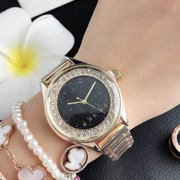 Brand Watches women Girl crystal Big letters style Metal steel band Quartz wrist Watch M81