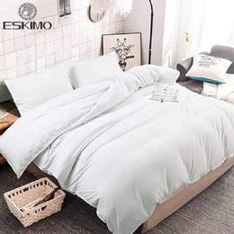 ESKIMO 3 Pieces Microfiber Duvet Cover Set Solid Color High Quality Hotel Luxury Ultra Silky Soft Premium Bedding Set 210319