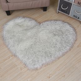 Super Soft Heart Shape Fluffy Carpets Long Plush Area Rugs Shaggy rug Home Deco Bedroom Living Room solid Colour Carpet