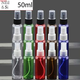 50ml Empty Plastic Spray Bottle Refillable Women Face Toners Makeup Water Sprayer Container Red Blue Green Clear Atomizersbest qualtity