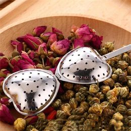 Stock Heart Shaped Tea Infuser Mesh Ball Stainless Strainer Herbal Locking Tea Infuser Spoon Strainer Steeper Handle Shower Table CCD13440