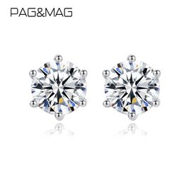 PAG&MAG VVS1 Round Cut Total 1.0ct Diamond Test Passed Moissanite 925 Sterling Silver Earring Fine Jewelry Girlfriend Gift 210323