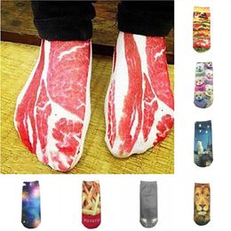 Men's Socks 2021 Fashion Unique 3D Printing Art Men Women Novelty Pork Animal Vintage Funny Cotton