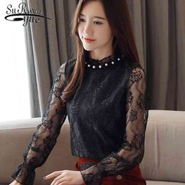 winters fashion women lace office lady womens tops and blouses female flare sleeves blouse shirt OLfemale blusas 1774 50 210521