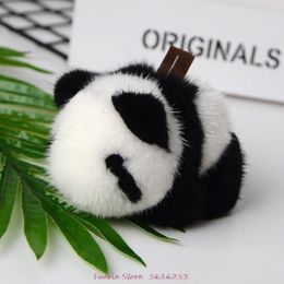 mini jewelry bags UK - Keychains Mini Mink Small Panda Keychain Fur Pendant Keyring Jewelry Bag Accessories Key Chain Cute Woman