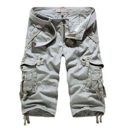 MaN summer loose casual tooling shorts plus size multi-pocket capris no belt H1210