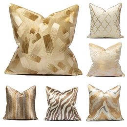 Luxury Throw Pillow for Couch Sofa Home Decor Velvet Soft Square Cushion Solid 45*45 Golden 211215