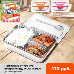 3 Layers Portable Electric Lunch Box Car Truck&Home 12V/24V 110V/220V School Bento Rice Cooker Food Container Warmer 210925