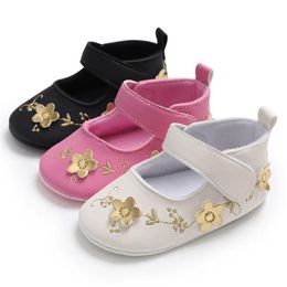 First Walkers Summer Infant Baby Girl Leather Anti-Slip Gold Print Rubber Sole Party Princess Dress Toddler Shoes