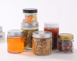 17 oz Empty Clear Glass Jars Packing Bottles with Brushed Aluminium Lids for Candy Honey Tea and Food Container