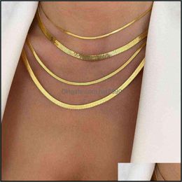 Pendant Necklaces & Pendants Jewellery Fashion Unisex Snake Chain Women Necklace Choker Stainless Steel Herringbone Gold Colour For Drop Delive