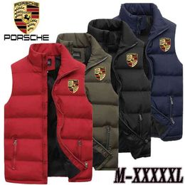 Autumn Winter Men Waistcoat Coats & Jackets Solid Colour Cotton Vest Duck Down Jacket Sleeveless Windproof and Warm M-5XL 210923