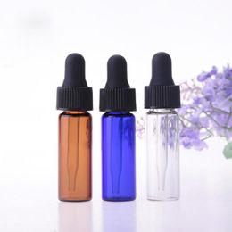 Small Clear Amber Blue Glass 4ml Vials E-liquid Dropper Bottles Mini Perfume Essential Oil E-juice Bottle