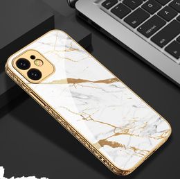 3D Tempered Glass Cases for IPhone 12 Pro max Cover Electroplating Relief Bumper Hard Back bag