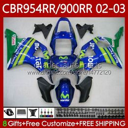 Bodywork For HONDA CBR 954 900 RR CC CBR900 CBR954 RR 02-03 Bodys 61No.28 CBR 900RR 954RR 900CC Movistar Blue CBR954RR 02 03 CBR954-RR CBR900RR 2002 2003 OEM Fairing Kit