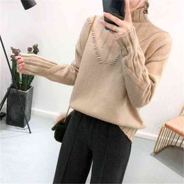 Autumn Winter Knitted Sweater Women Long Sleeve Loose Pullover Tops Jumper Pull Femme 210427