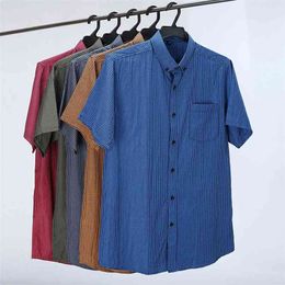5 Colour Summer Short Sleeve Shirt Men Loose Casual Classic Plaid Business Plus Size Shirts Male Brand Clothes 6XL 7XL 8XL 10XL 210809