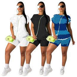 New Women tracksuits summer jogger suits two pieces set short sleeve T-shirts+shorts pants 2pcs sets plus size 2XL outfits casual letter sportswear DHL SHIP 4709