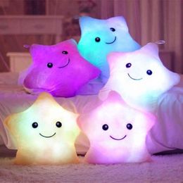 5 Colors Luminous Pillow Star Cushion Colorful Glowing Pillow Plush Doll Star moon Led Light Toys For Girl Kids Christmas Gift