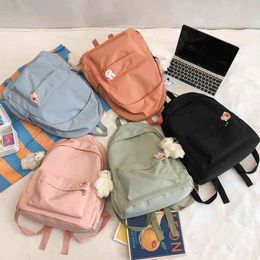 HOCODO Casual Backpacks Women 2021 Solid Colour Women Shoulder Bag Nylon Teenage Girl School Bag Trend Backbag Mochilas Female K726