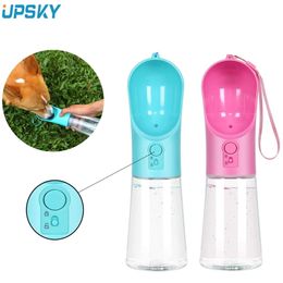 400ml Pet Dog Water Bottle Portable One-key Lock Drinking Water Feeder For Dogs Cats Water Bowl For Outdoor Travel Pet Supplies Y200922