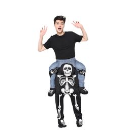 Mascot doll costume Adult Halloween Costumes Men Women Skull Ride on Me Mascot Carry Back Funny Pants Fake Leg Christmas Party Performance