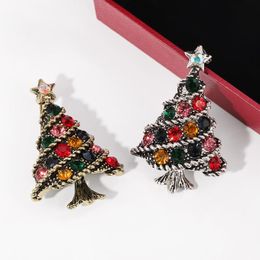 Pins, Brooches Christmas Tree Crystal Brooch Pin Rhinestone Shape Lapel Pins Badges Jewellery Gifts Accessories For Women Kids