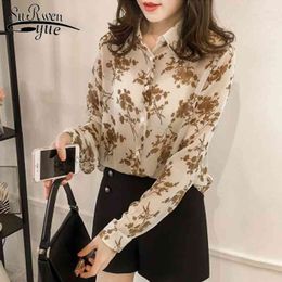 Fashion womens tops and blouses Long Sleeve Print Chiffon Blouse Shirt Plus Size 4XL Clothes Blusa Feminina 1058 40 210521