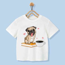 Summer T shirt For Girls Boys Cool Pug Roller Skating Animal Print Tshirt Kawaii Kids Clothes Dog Funny T-shirt,YKP011 G1224