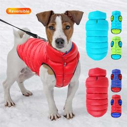 Winter Dog Coat Clothes Reversible Windproof Clothing Jackets Warm Dog Pet Clothes for Small Medium Large Dog Bulldog Pug 211106