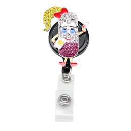 Key Rings Nursing Accessories Cartoon Pill RX Pharmacy Nurse Rhinestone Enamel Retractable Badge Holder ID Clips