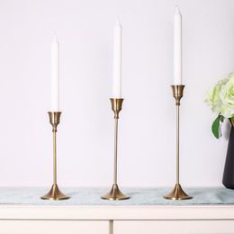 Candle Holders Modern 3 Pcs/ Set European Brass Candlestick Simple Golden Wedding Decorations Party Living Room Home Decoration