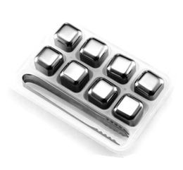 2021 9Pcs Set Stainless Steel Whiskey Stone, iRainy Chilling Rocks Reusable Ice Cubes for Cooling Wine Drinks Beverage