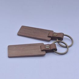 High Quality Wood KeyChain Straps Personalized Engraving Walnut Wooden Keychain Keyring Custom Logo