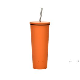 new Stainless Steel Tumbler Multi-Color Portable Travel Cup Coffee Mug With Drinking Straw Large Capacity Car cups sea shipping EWE5510