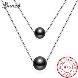 LMNZB Solid 925 Silver Noble Double Layer Pearl Pendant Vintage Royal Short Necklace for Women Jewellery Gift LD135