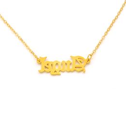 Hip Hop Pendant Letter group 14 k Yellow Fine gold GF Chain Necklace LARGE Korea nymph student Clavicle