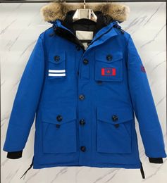 150th anniversary snow parka men down jackets Real coyote fur trim hoody ykk zipper outdoor jacket 80% down fill long style
